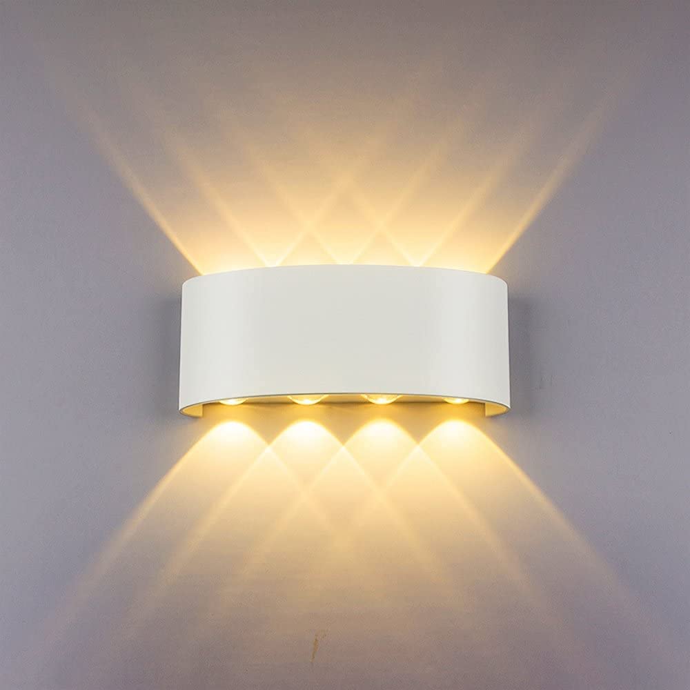 8W LED Wall Light, Warm White 3000 K, IP65 Waterproof Up Down Wall Light, Indoor and Outdoor Wall Lighting