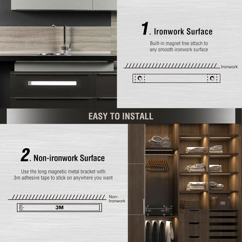 Under Cabinet Light Motion Sensor 70 LED Ultra-Thin, 2400Mah Rechargeable Battery, Wireless USB LED Lighting for Kitchen, Closet, Hallway, Wardrobe