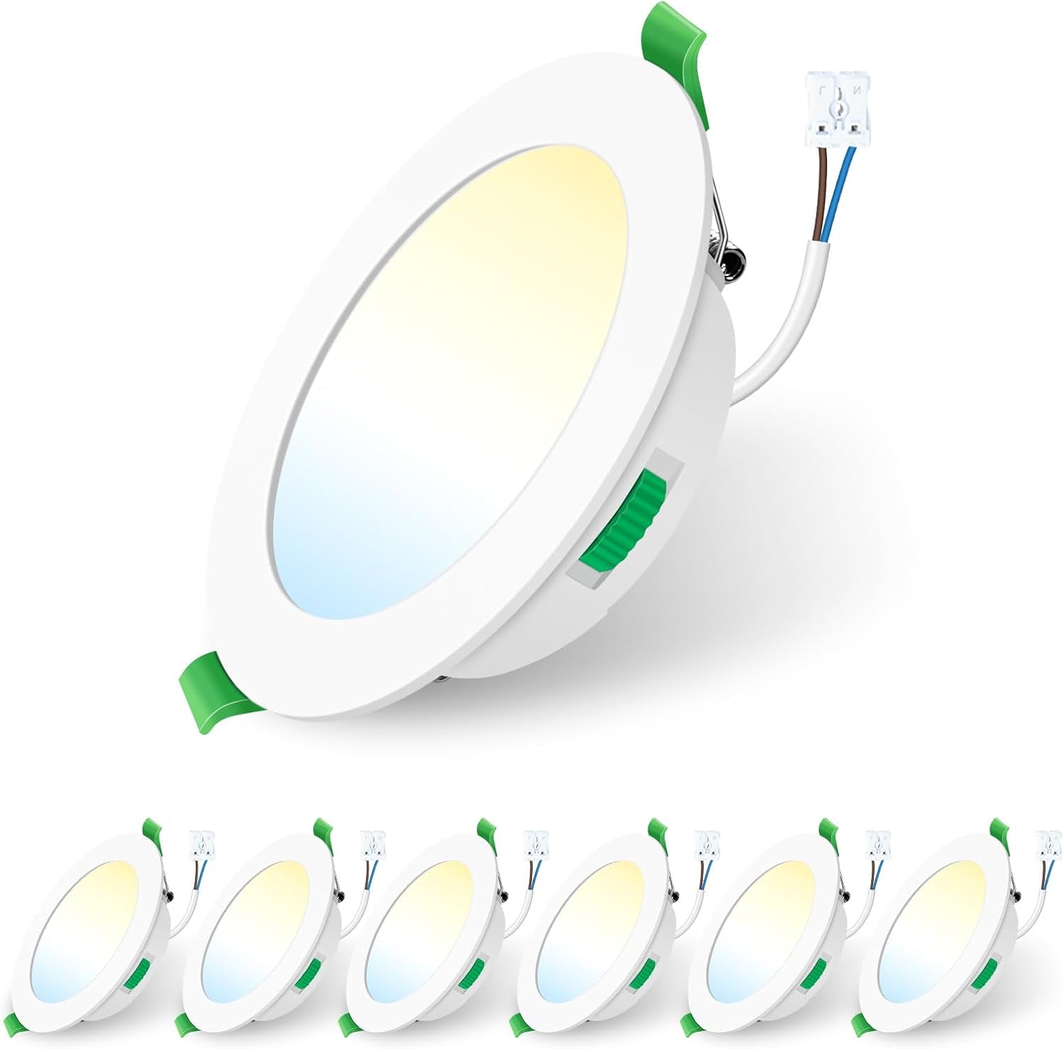 12 Pack LED Recessed Ceiling Lights Dimmable Suitable for Bathroom. | 7W 580LM 90-100Mm Cutout,Led Spot AC 220-240V,3CCT 3000K 4000K 6500K Adjustable,Ip44 Waterproof,Nickel