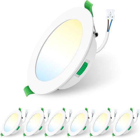 12 Pack LED Recessed Ceiling Lights Dimmable Suitable for Bathroom. | 7W 580LM 90-100Mm Cutout,Led Spot AC 220-240V,3CCT 3000K 4000K 6500K Adjustable,Ip44 Waterproof,Nickel