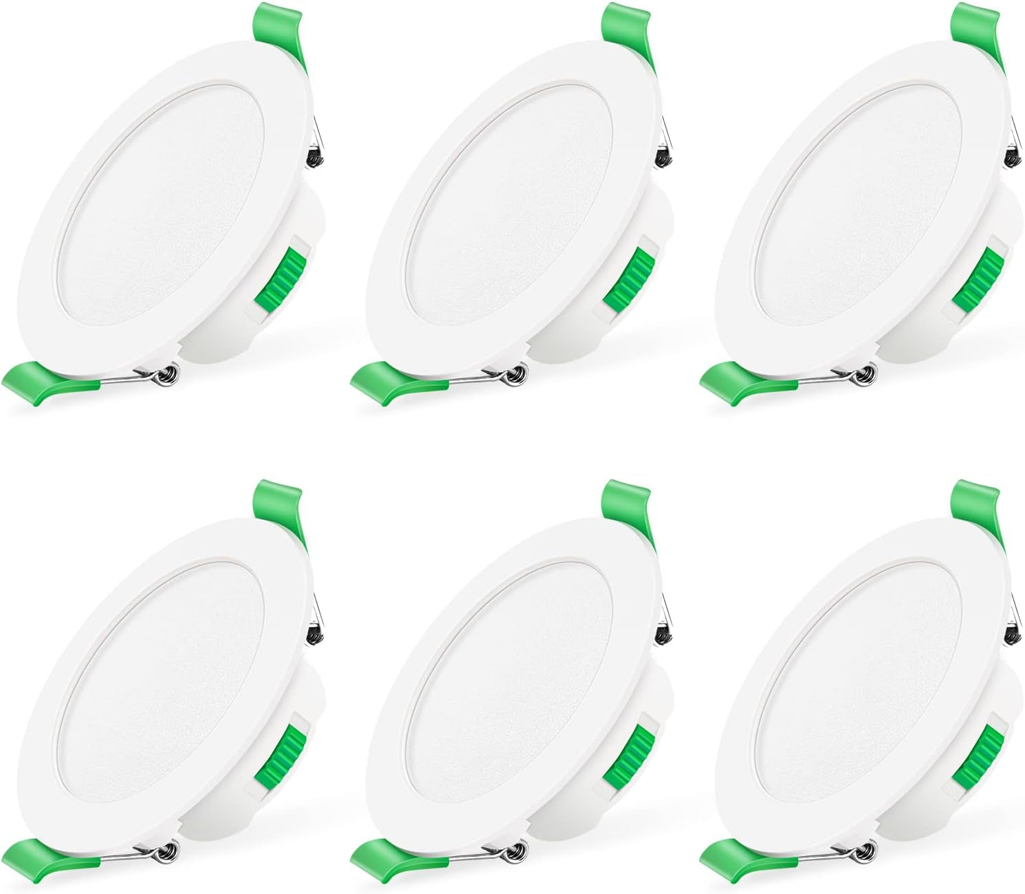 3CCT LED Downlights Ceiling Dimmable 7W IP65 Cutout 67-75MM 6 Pack | Slim Recessed Ceiling Lights, 3000K 4000K 6500K Selectable Bathroom Kitchen Spotlights, round White