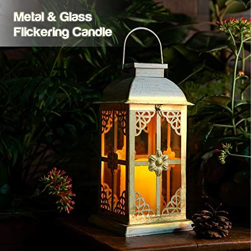 Solar Lantern Outdoor Decor Antique Metal and Glass Construction Mission Solar Garden Lantern Indoor and Outdoor Solar Hanging Lantern Entirely Solar Powered Lantern Low Maintenance