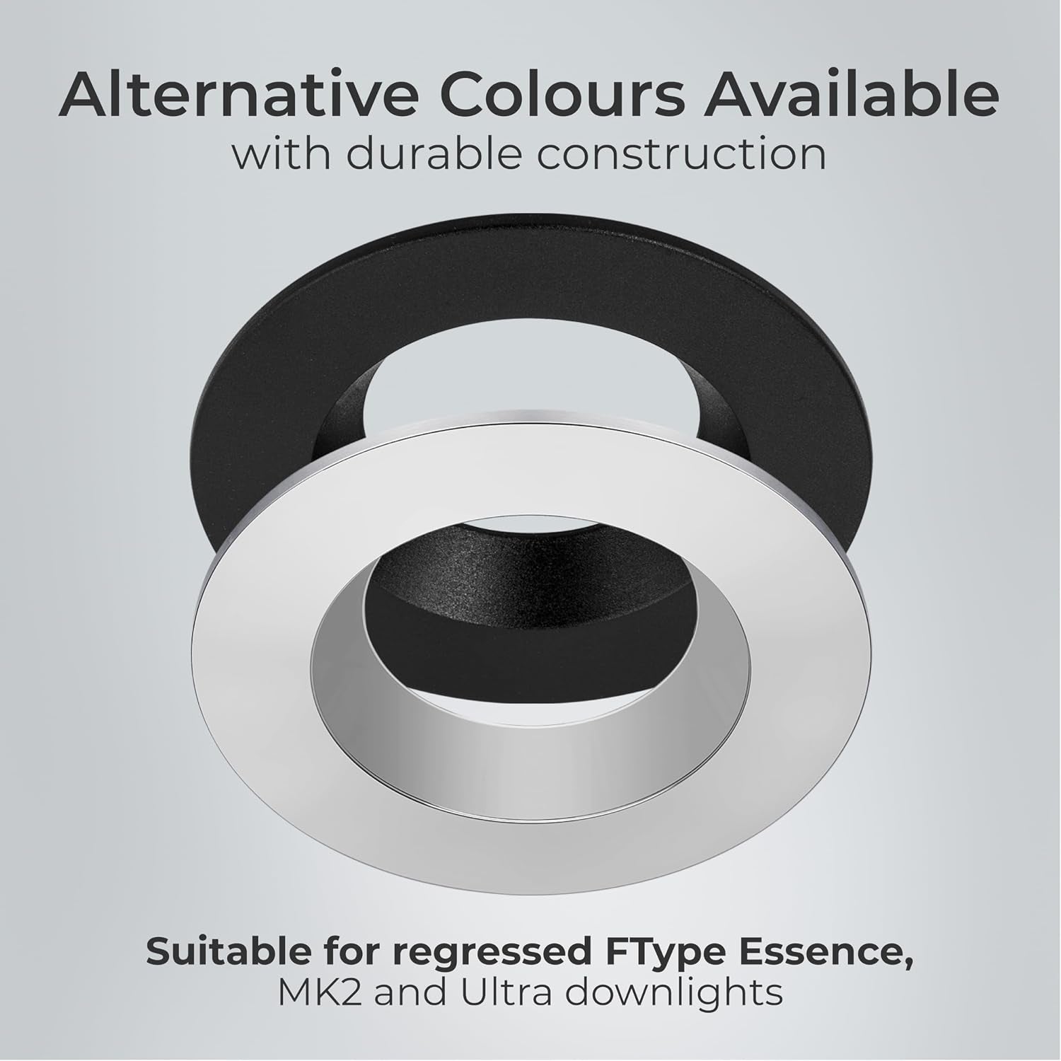 Recessed Bezel for Downlights, Slim Profile, Ftype MK2, Ftype Essence, Ftype Ultra, LED Downlight Accessories, Brushed Steel, 76Mm Cut-Out, FTBZRBS