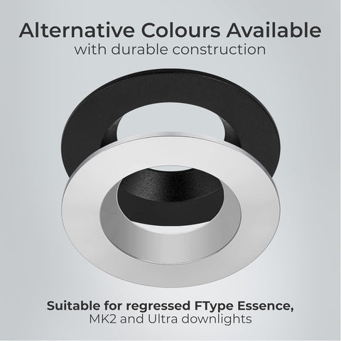 Recessed Bezel for Downlights, Slim Profile, Ftype MK2, Ftype Essence, Ftype Ultra, LED Downlight Accessories, Brushed Steel, 76Mm Cut-Out, FTBZRBS