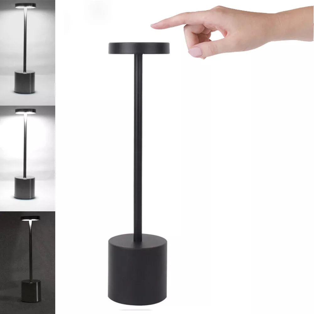 Cordless Metal LED Touch Table Lamp – Rechargeable Desk Light for Home & Office