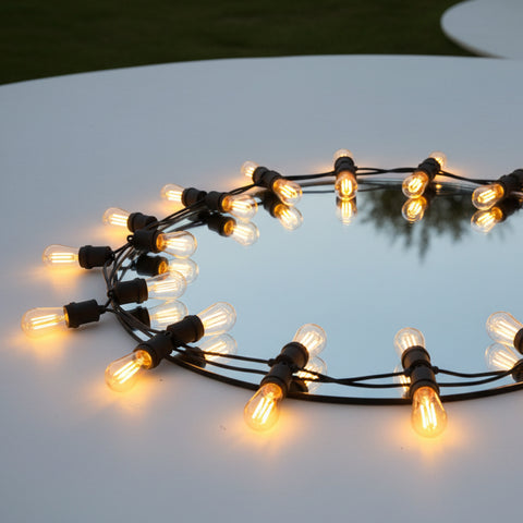 98 FT Outdoor Festoon String Lights, Pack with 32 LED Bulbs, Waterproof Warm White Patio Lights