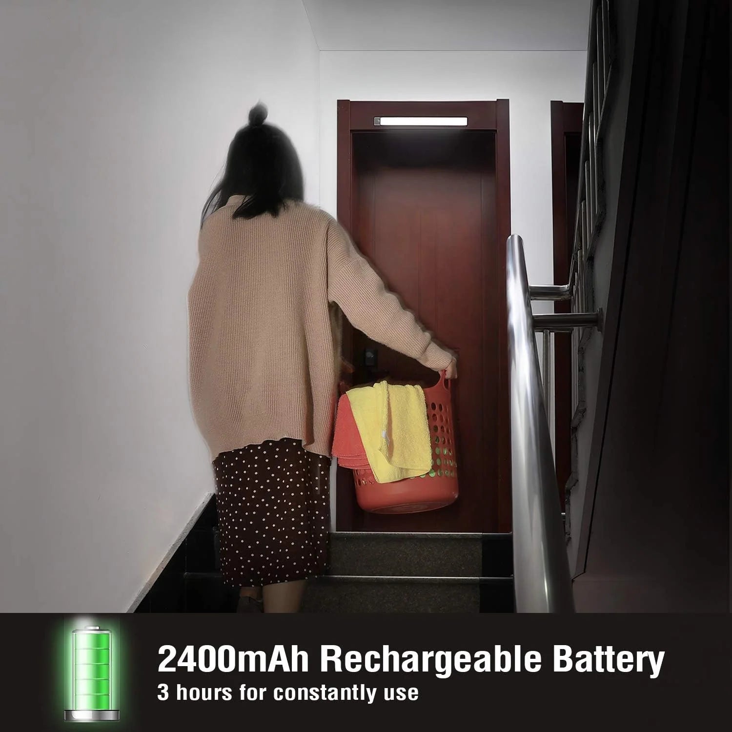 Under Cabinet Light Motion Sensor 70 LED Ultra-Thin, 2400Mah Rechargeable Battery, Wireless USB LED Lighting for Kitchen, Closet, Hallway, Wardrobe