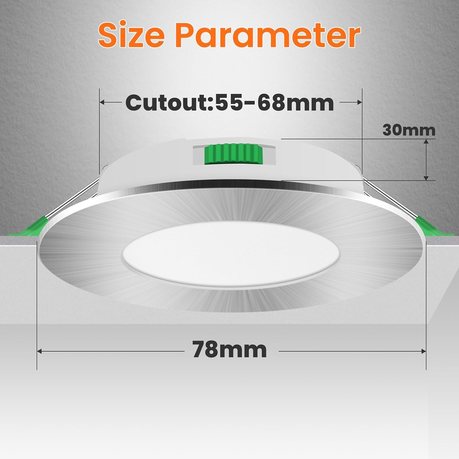 Lighting 6 Pack LED Downlights, LED Recessed Ceiling Lights 4W 310LM 230V, 55-68Mm Cutout Dimmable,3Cct 3000K 4000K 6500K Adjustable, IP44 Suitable for Bathroom Living Room Kitchen,Nickel