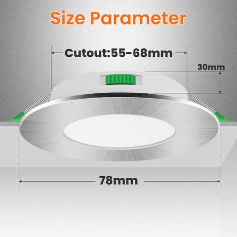 Lighting 6 Pack LED Downlights, LED Recessed Ceiling Lights 4W 310LM 230V, 55-68Mm Cutout Dimmable,3Cct 3000K 4000K 6500K Adjustable, IP44 Suitable for Bathroom Living Room Kitchen,Nickel