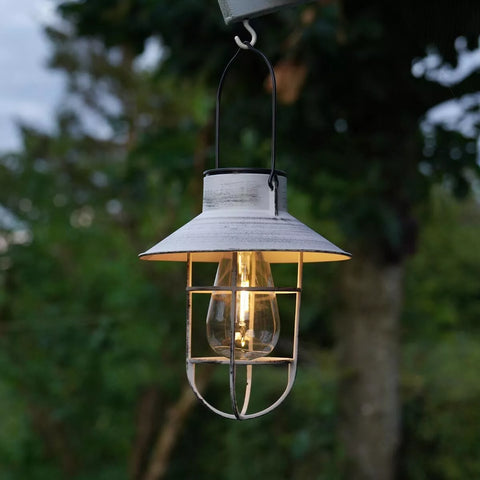 20cm Solar Retro Filament LED Hanging Outdoor Garden Fisherman Lantern Light

