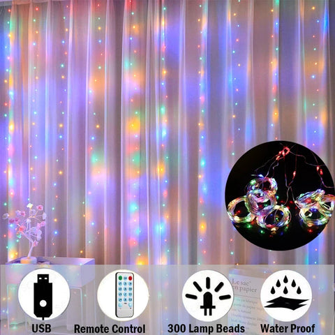 Alpha Lights branding on LED curtain lights


