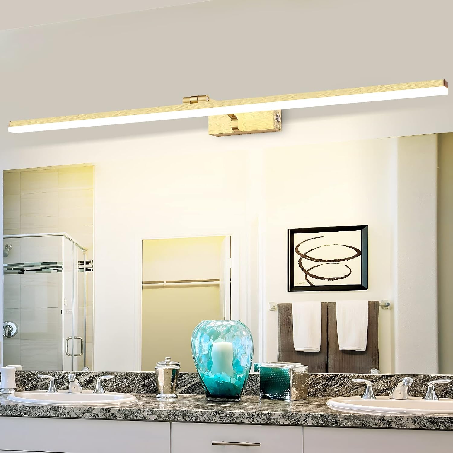 Dimmable LED Picture Lights 80CM Bathroom Vanity Light Fixture Ajustable Gold Indoor Lighting Wall Sconce Hotel Bedside 3000K/4500K/6000K Reading Lamp Display Lamps 16W