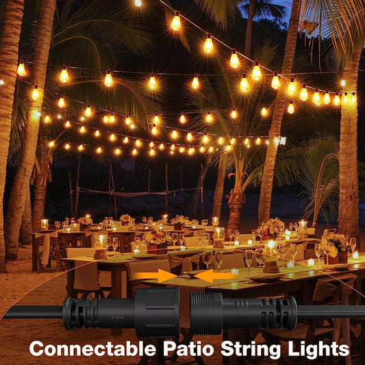 24FT Festoon Lights Outdoor, Garden Patio String Lights Mains Powered, 3000K Warm White, ST64 Waterproof LED String Lights