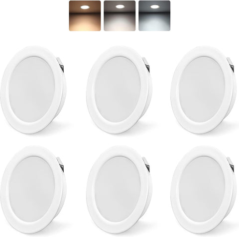 LED Furniture Lights 230V, 4W LED IP44 G4 20Mm Recessed Spotlights for Flat Furniture 3000K/4000K/6000K Kitchen Hood, Bathroom Recessed Spotlight (Nickel, Set of 6)