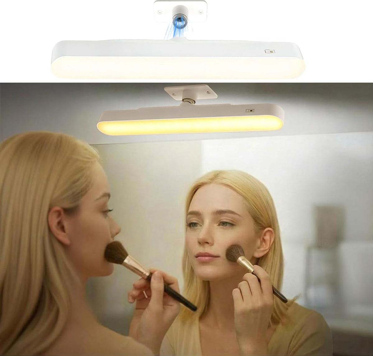 Makeup Mirror Lights,4000Mah Battery Touch Make up Vanity Light Adjustable 3 Colors Brightness,Screw-Free Stick on Lighted for Makeup Vanity Bathroom Mirror (White)