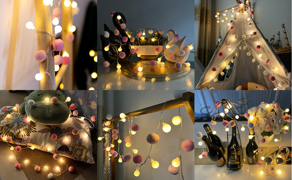 Warm white LED ball string lights

