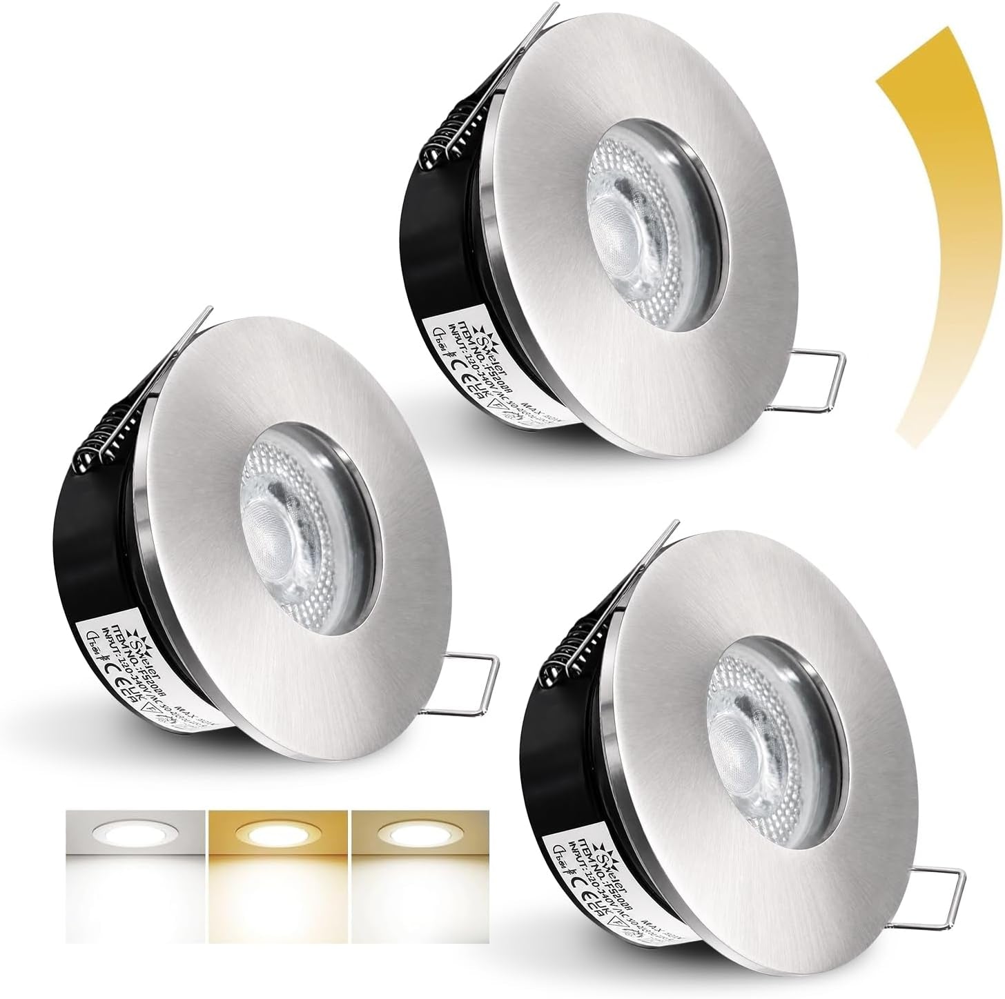LED Downlights IP65 Waterproof Bathroom Spotlights 68-75Mm Cut Out | 4 Pack 5W GU10 3000K Class II Luminaire, Easy Install Black Recessed Ceiling Lights for Shower, Mains Powered