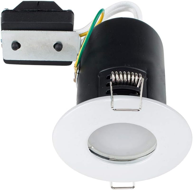 | Fire Rated White Domed GU10 Ceiling Downlight | Bath Recessed Lighting, Home Décor & Improvement Essential | Mains Wired