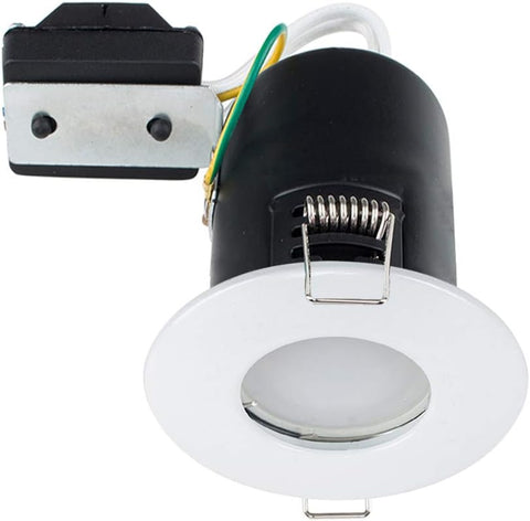 | Fire Rated White Domed GU10 Ceiling Downlight | Bath Recessed Lighting, Home Décor & Improvement Essential | Mains Wired