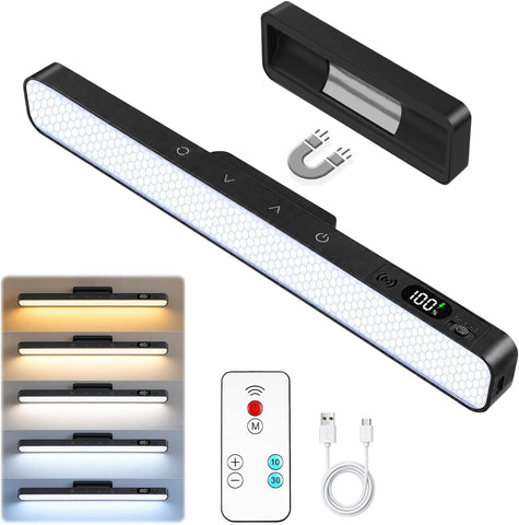 Makeup Light for Bathroom -Rechargeable LED Strip Light, Black | Wireless Wall Lights with Battery Display, 5 Color Modes, Remote Control Bathroom Mirror Lamp for Dressing Table, Cupboard