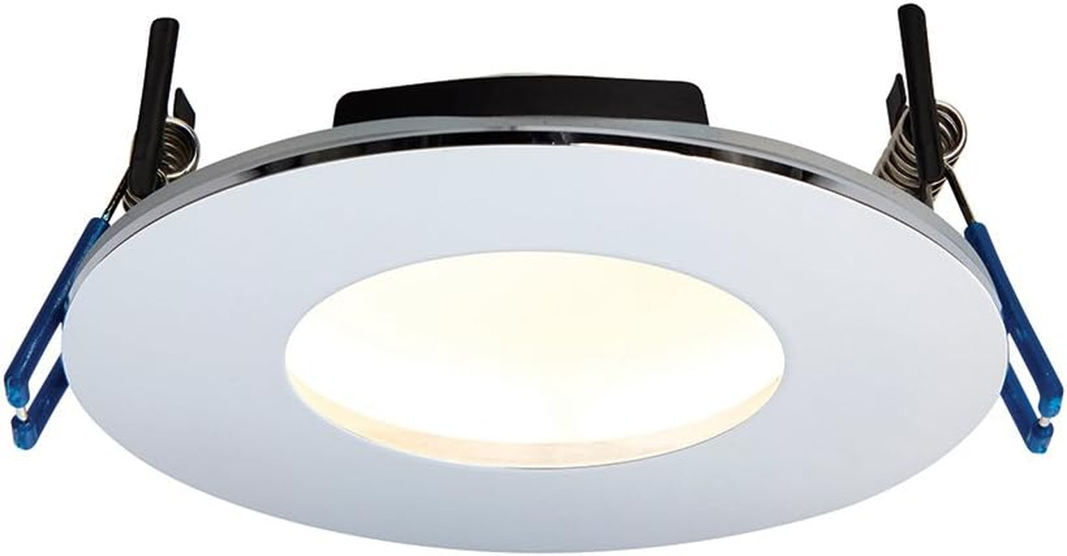 Saxby Orbitalplus 9W Chrome Die Cast Aluminium IP65 Warm White Recessed anti Glare Fire Rated LED Downlight
