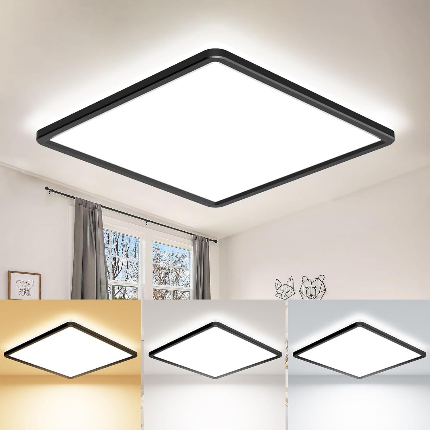 28W black square LED ceiling light UK