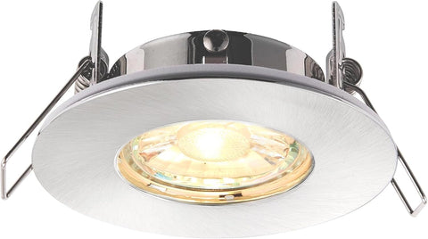 SPECULO Ultra Slim Compact Chrome Fire Rated Downlight Recessed LED GU10 round Spotlight Ceiling Light for Bathroom, Shower, Kitchen IP65 Rated