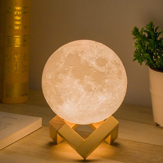 LED Lunar Night Light Remote Control Table Lamp Dimmable Brightness 16 Main Colors, 4 Light Conversion Modes with USB Charging Moonlight