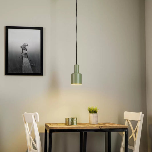 Stylish Euluna Selma Sage Green Hanging Light - 1-Bulb Brass Pendant Ø 12cm | IP20 Rating