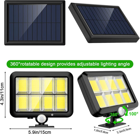 Solar Security Light Outdoor, Solar Motion Sensor Lights, IP65 Waterproof Solar Garden Lights with 16.4 ft Cord, 3 Lighting Modes Solar Powered Flood Lights 【2 Pack / 160 LED】