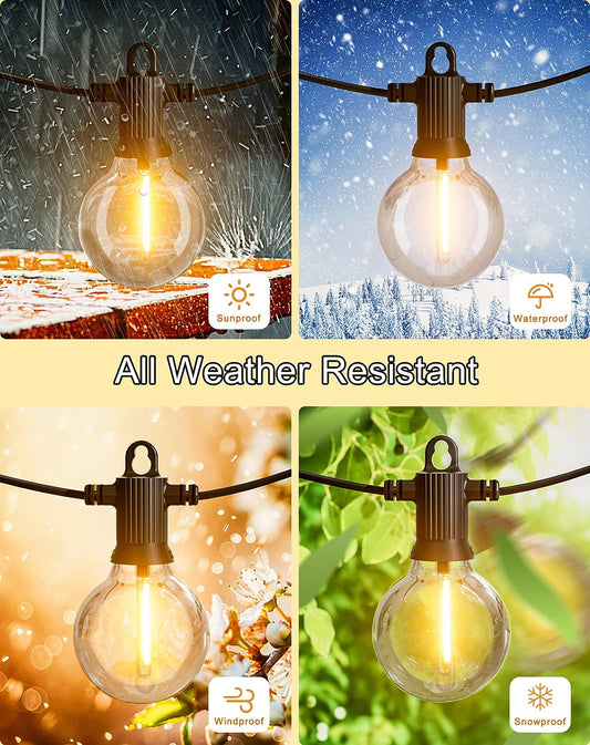 Outdoor LED String Lights Mains Powered 7.6M/25 FT G40 Globe Garden Patio String Festoon Lights with 12+1 Plastic Bulbs