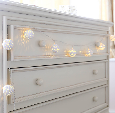 Set of 3 Indoor Silver Moroccan Fairy Lights, Battery Operated 10 Warm White LEDs, 1.35m - thelights4u.com