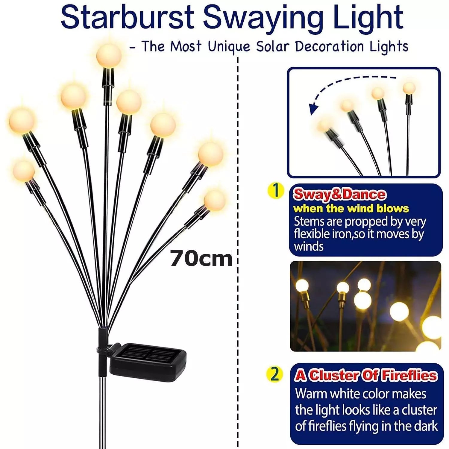 Outdoor decorative lights mimicking fireflies

