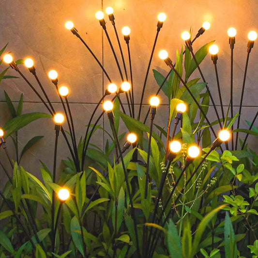 2 Pack Swaying LED Solar Powered Garden Lights Outdoor Stake Firefly Patio Lamp
