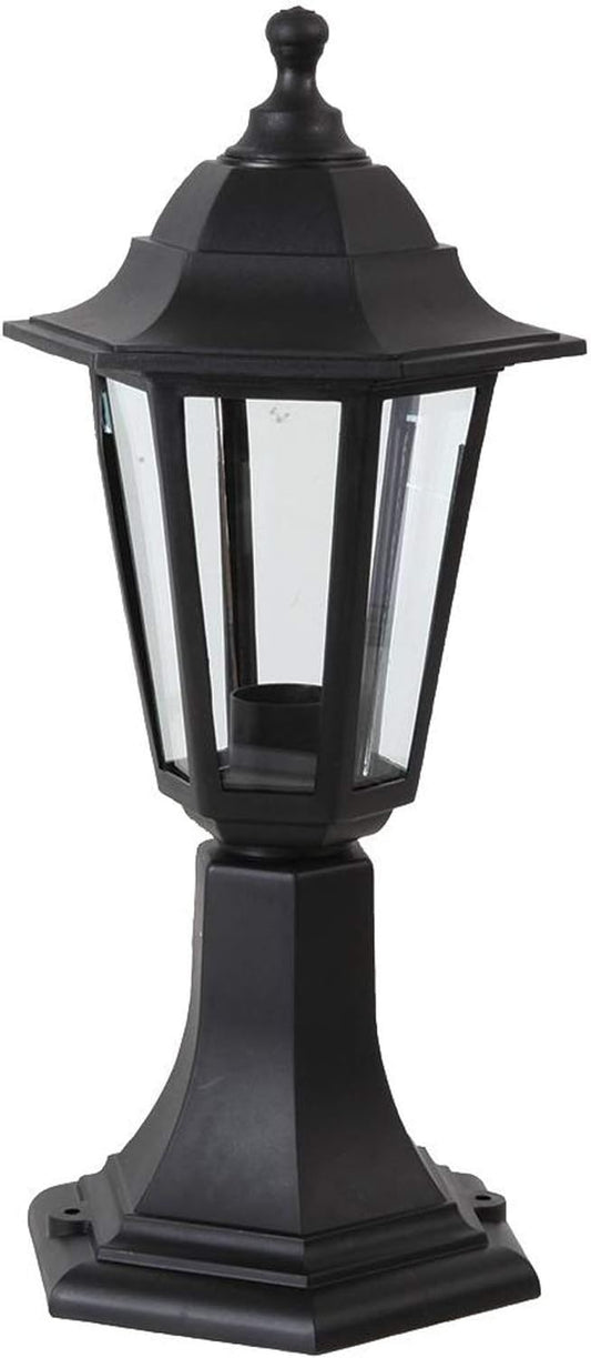 raditional Style IP44 Rated Black Outdoor Garden Post Top Lamp Lantern Light, E27 Fitting - 2 Pack
