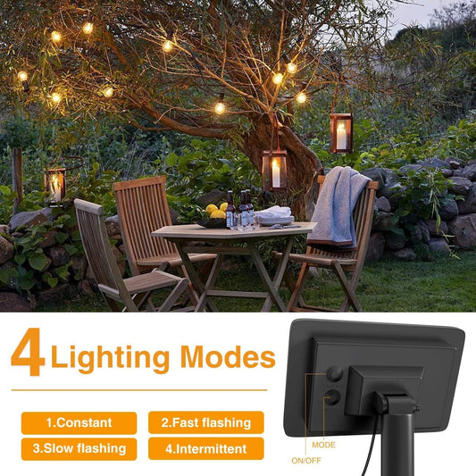 Solar Festoon Lights Outdoor,Shatterproof G40 LED Outdoor String Lights Waterproof with 25+2 Bulbs,30Ft/9.2M with 4 Modes Light for Outside Wedding Backyard Patio Garden Party Decoration (Warm White) [Energy Class A+++]