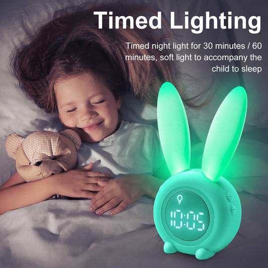 Kids Alarm Clock, Girls and Boys Alarm Clock Digital for Bedroom, Rabbit Alarm Clock, LED Wake Up Light Girls Alarm Clock, Bedside Clock