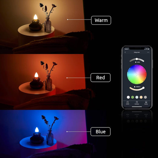E14 Smart Light Bulb, Alexa Candle Bulb, Colour Changing Chandelier Lights, Dimmable Tunable, RGBCW,4W 400LM, Works with Alexa and Google Assistant, APP Control by Smartphone [Energy Class F]
