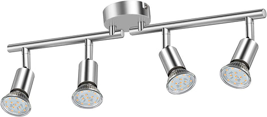 LED Ceiling Light Rotatable, 4 Way Adjustable Modern Ceiling Spotlights(White Chrome) for Kitchen, Living Room, Bedroom