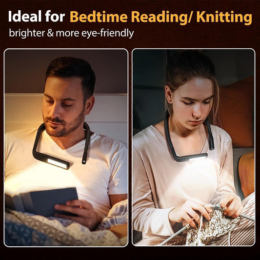 Neck Reading Light Christmas Presents - Book Light for Reading in Bed at Night, Rechargeable Neck Light Knitting Crafting Book Lovers Readers Stocking Fillers Women