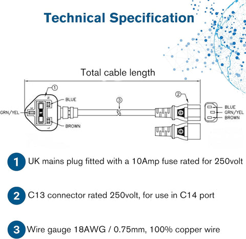 2 metre kettle lead cord

