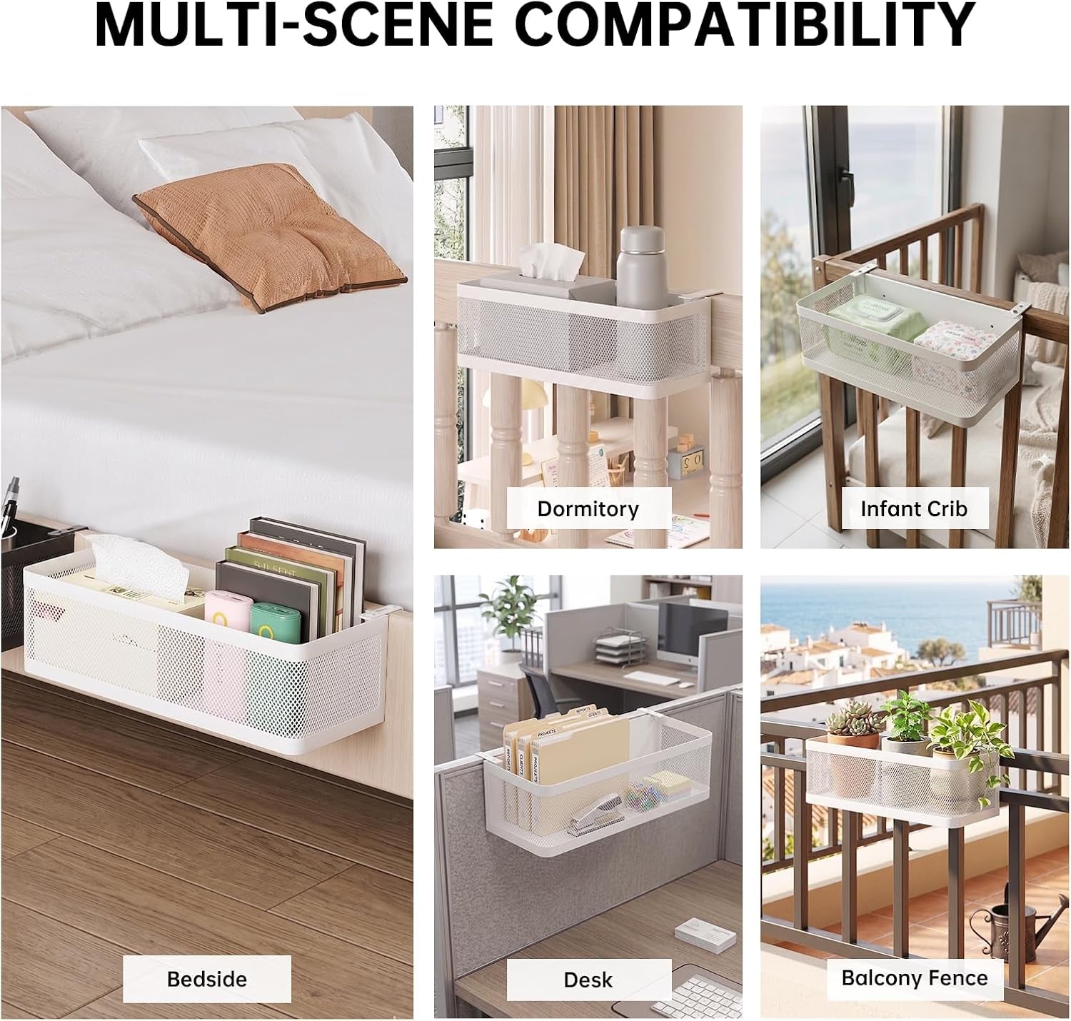 Bunk Bed Shelf, Bedside Hanging Storage Baskets for Bedroom,Hall,Cot Rails