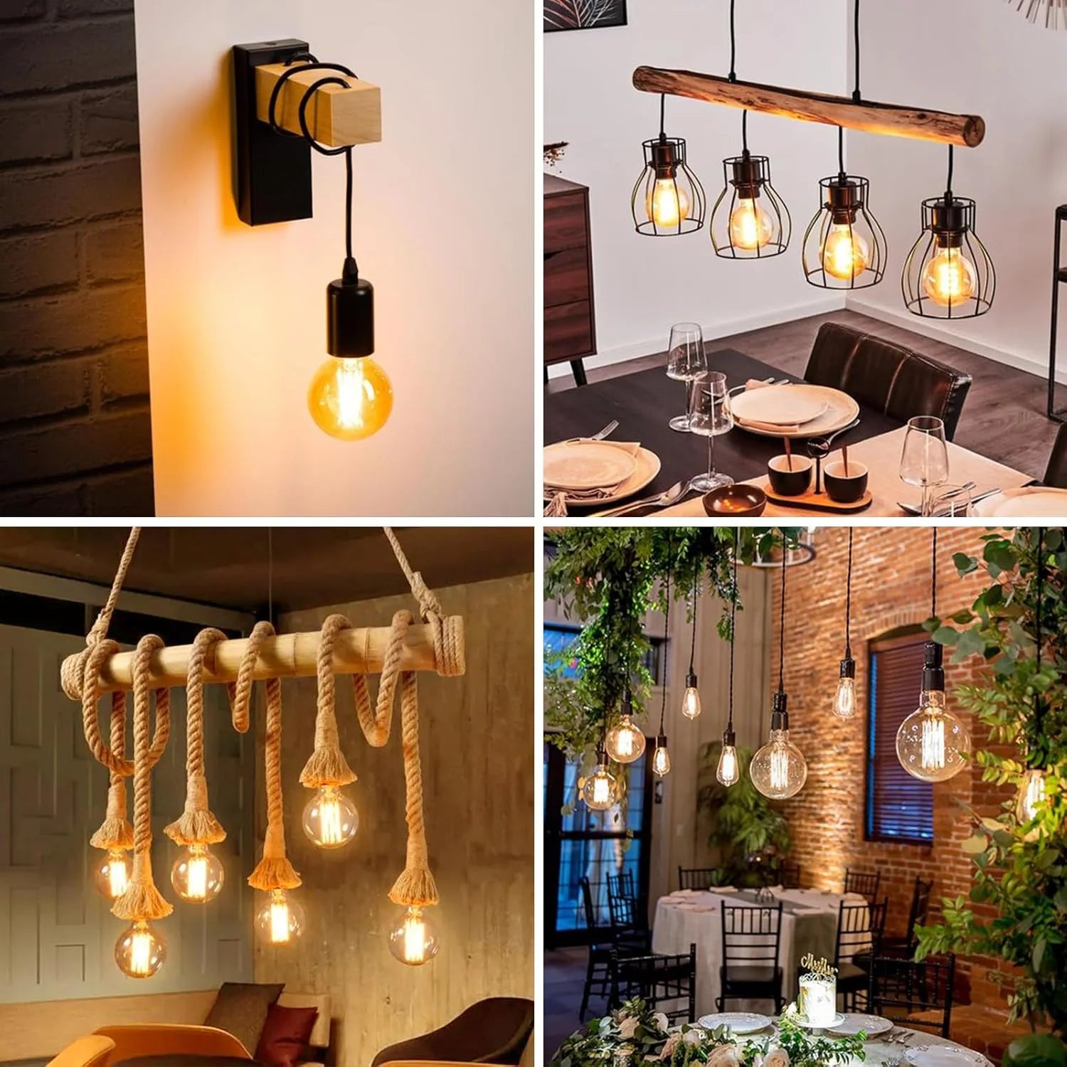Vintage Edison Light Bulbs E27 G80 Dimmable Retro Filament Warm White 2 Pack