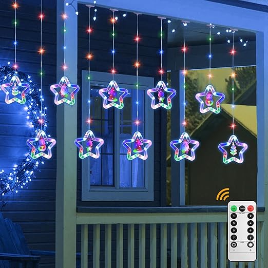 300 LEDs Christmas Star Window String Lights In UK - Shop Now!