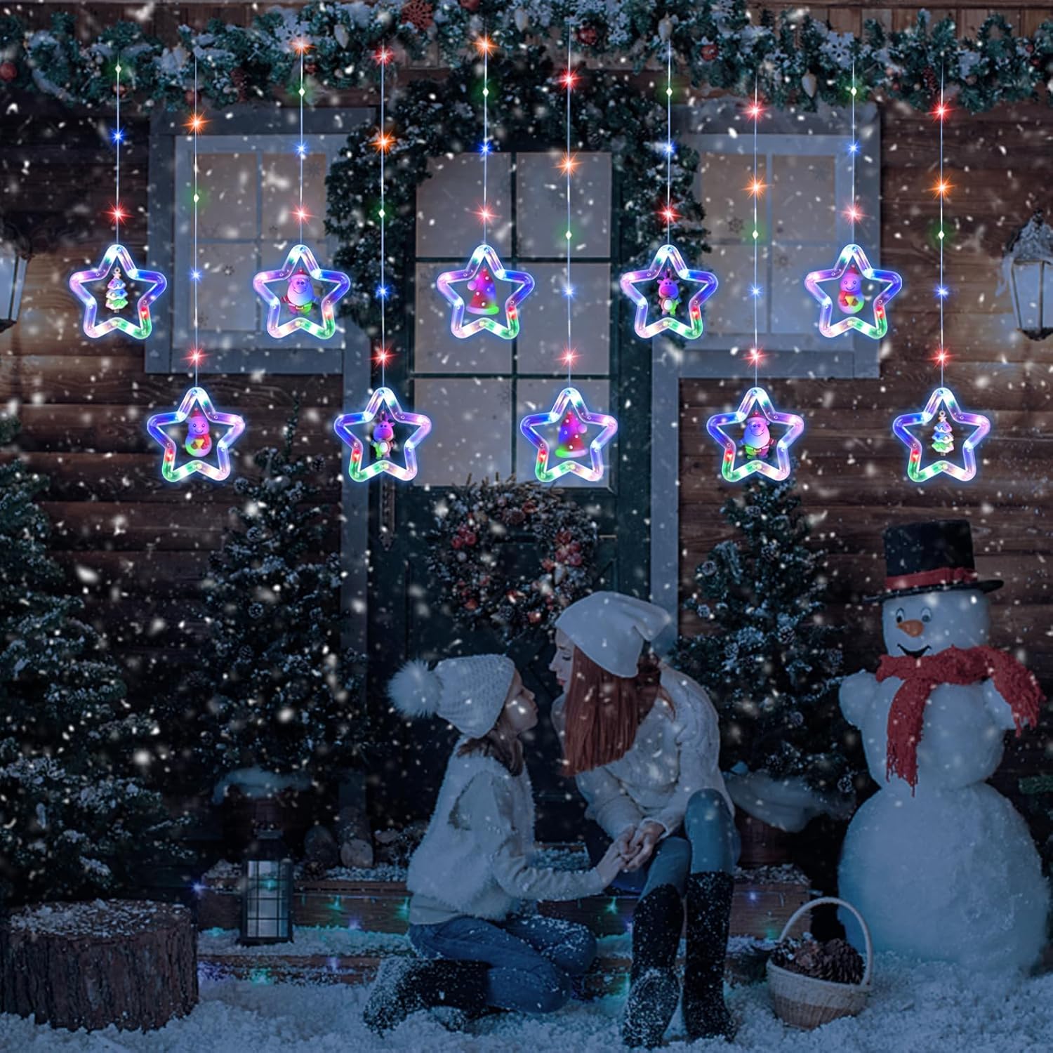 300 LEDs Christmas Star Window String Lights In UK - Shop Now!
