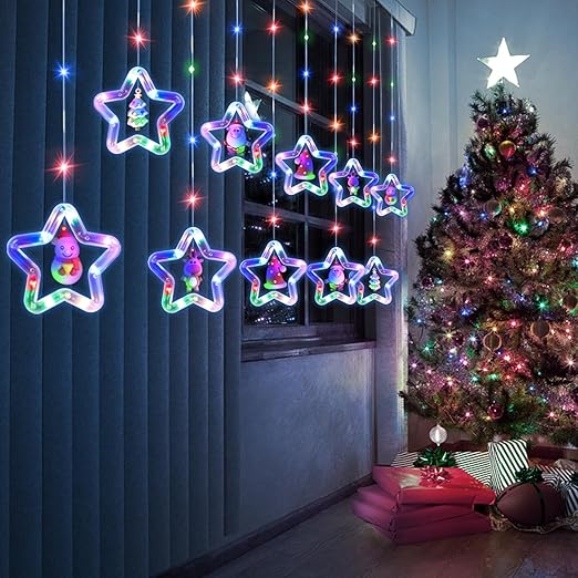 300 LEDs Christmas Star Window String Lights In UK - Shop Now!
