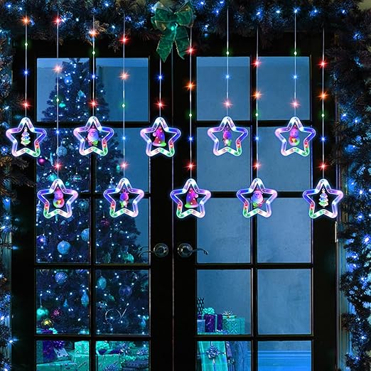 300 LEDs Christmas Star Window String Lights In UK - Shop Now!