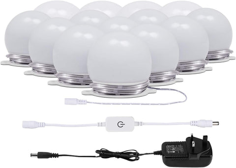Vanity Mirror Lights Hollywood Dimmable Makeup Mirror Lights 14 LED Bulbs with Plug 4000K Nature White DIY Dressing Table Lights Stick on for Ladies Makeup