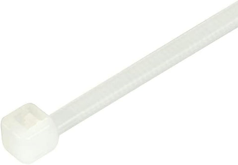 Gocableties White Cable Ties, 200mm x 2.5mm, Pack of 100, 8" Premium Nylon Zip Ties Clear/Natural, Multi-Purpose Plastic Tie Wraps, Secure Self-Locking Mechanism, for Home, Garden, Office and DIY