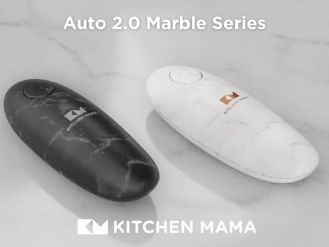 Kitchen Mama Auto 2.0 Electric Can Opener – Hands-Free, Smooth-Edge, Tilted Blade 2.0, Food-Safe, Battery Operated – Marble Black